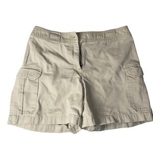 MISSING BUTTON New York & Company Womens Khaki Cotton Cargo Shorts Tan Size 4